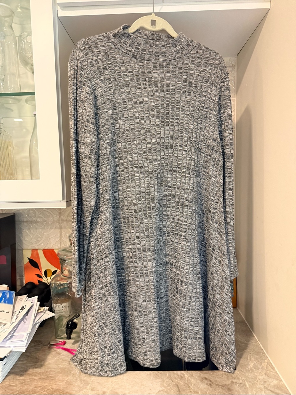 XL Ivanka Trump Gray Marled Knit Dress - Picture 4 of 5